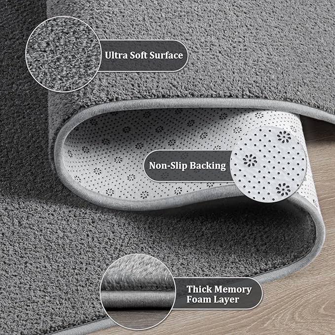 Large Modern Area Rugs for Living Room Bedroom, 6x9 Feet Grey Ultra Soft Solid Thickened Memory Foam Indoor Minimalist Carpets, Non-Slip Comfy Rugs for Boys Girls Nursery Kids Room Home Décor