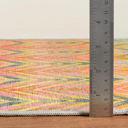 Dash & Albert Seneca Multi Machine Washable Rug, 6 X 9 Feet, Multi Graphic Pattern
