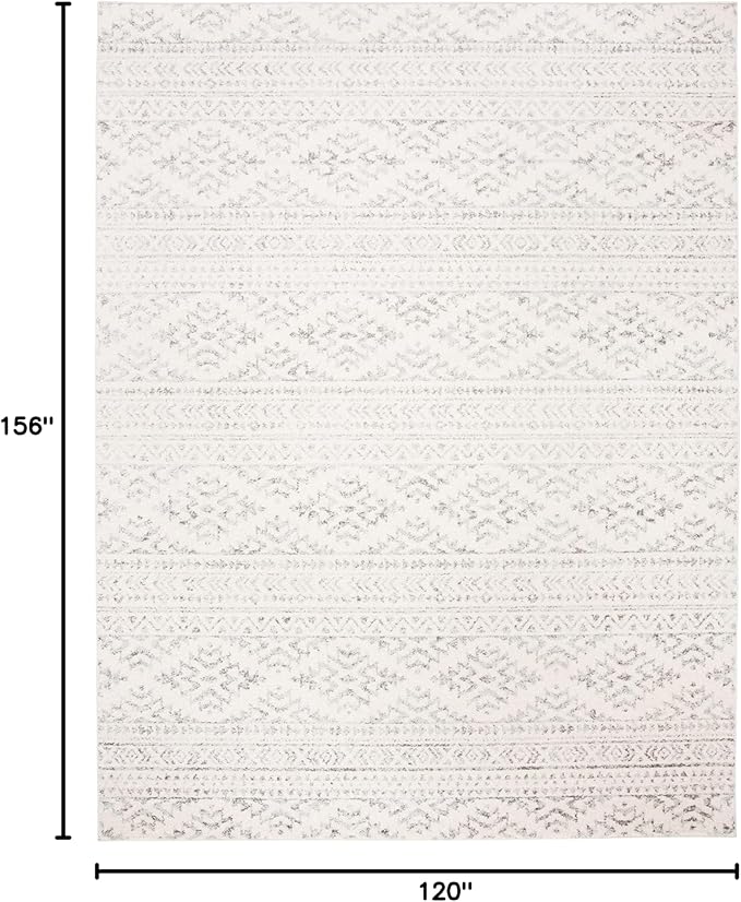SAFAVIEH Area Rug 10x13 - Tulum Collection - Large - Ivory & Grey, Moroccan Boho Tribal Design, Non-Shedding & Easy to Clean, Ideal for Living Room, Bedroom, Dining Space (TUL272A)