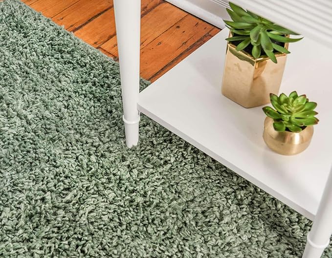 Unique Loom Davos Shag Collection Area Rug - Solid (4' 1" x 6' 1" Rectangle, Sage)