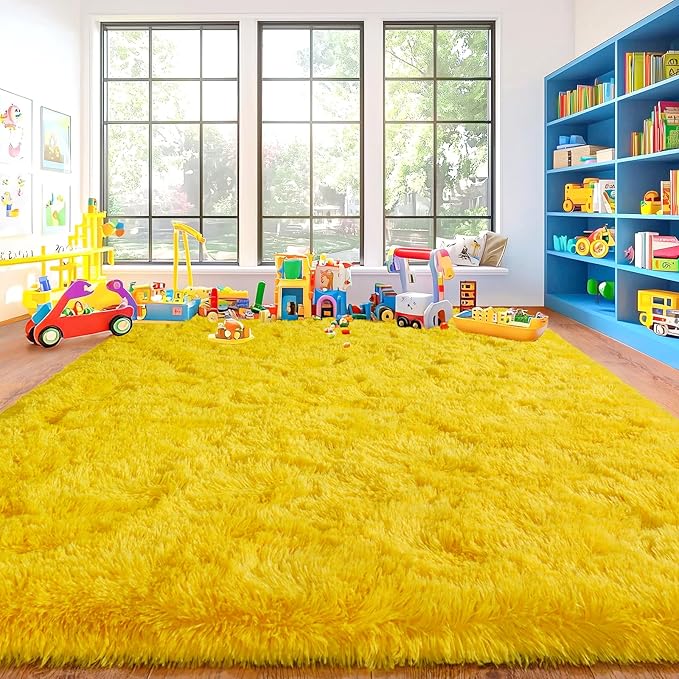 Area Rugs for Living Room, Soft Shaggy Carpets for Living Room, Fuzzy Rugs for Kids' Room, Perfect Decor for Modern Home Yellow 5x7 Feet