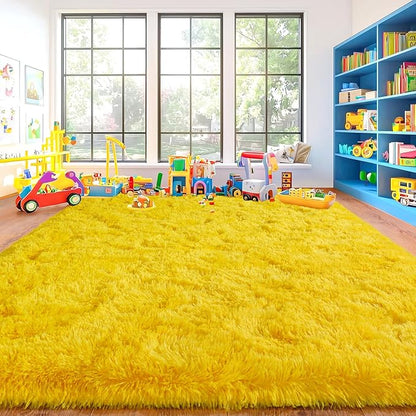 Area Rugs for Living Room, Soft Shaggy Carpets for Living Room, Fuzzy Rugs for Kids' Room, Perfect Decor for Modern Home Yellow 5x7 Feet