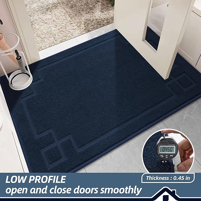 BEQHAUSE Door Mat 36" x 60", Non-Slip Door Mats Indoor Entryway Rugs Washable Low-Profile Absorbent and Stain Resist Floor Mats, Dog Door Mat for Front Back Door, Muddy Wet Shoes & Paws, Navy Blue