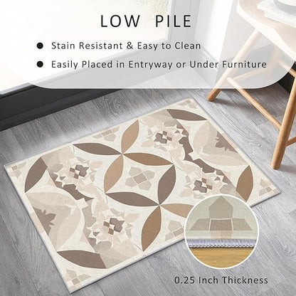 Geometric Rug, Washable 5x7 Rug for Living Room, Modern Abstract Patterned Indoor Carpet, Geometric Decor for Home, Bedroom, Soft Non Slip Thin Design FER88