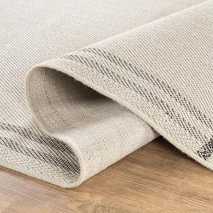 Easy Jute Rugs 9x12 Bordered Bone Color Living Room Indoor Outdoor Area Rug for Patio and Kitchen Rug High Traffic Washable Easy to Clean Solid Boho Woven Design Outside Carpet (9 x 12)