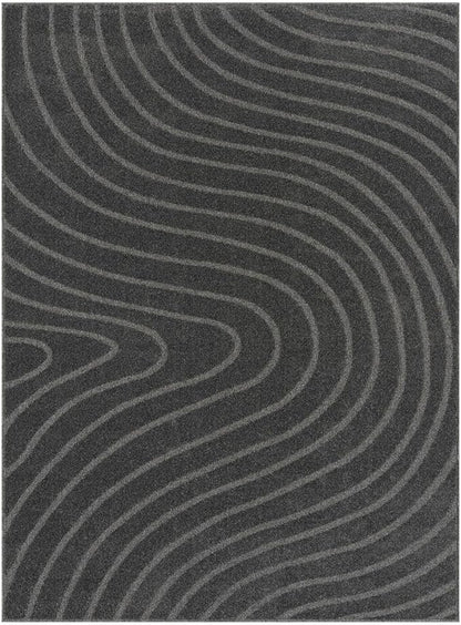 LUXE WEAVERS Modern Geometric Wave Anthracite 4x6 Area Rug