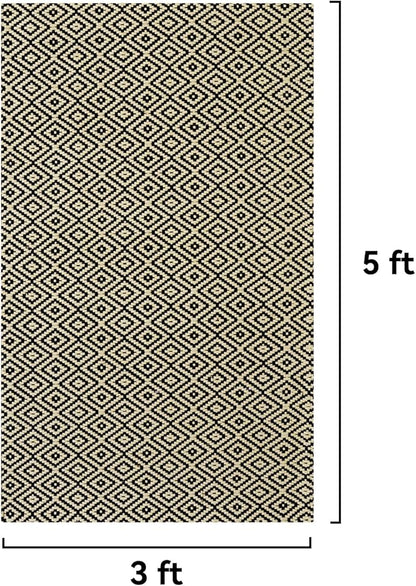 Hallway Runner Rug 3x5, Washable Kitchen Runners Non Slip, Ultra Thin Entryway Floor Mat Fit Under Door, Soft Low Pile Cotton Boho Carpet for Laundry Outdoor Bedroom