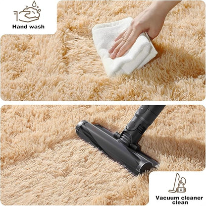 Light Tan Area Rugs 9x12 Living Room Bedroom, Fluffy Large Rug Soft Shag Non-Slip Carpet for Kids Boys and Girls Room Dorm Home Decor (9ft x 12ft)