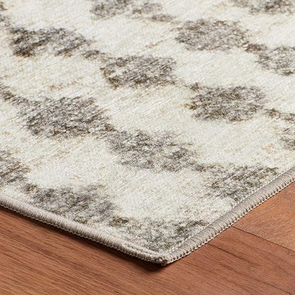 Dash & Albert Izzy Grey Machine Washable Rug, 5 X 8 Feet, Grey Graphic Pattern