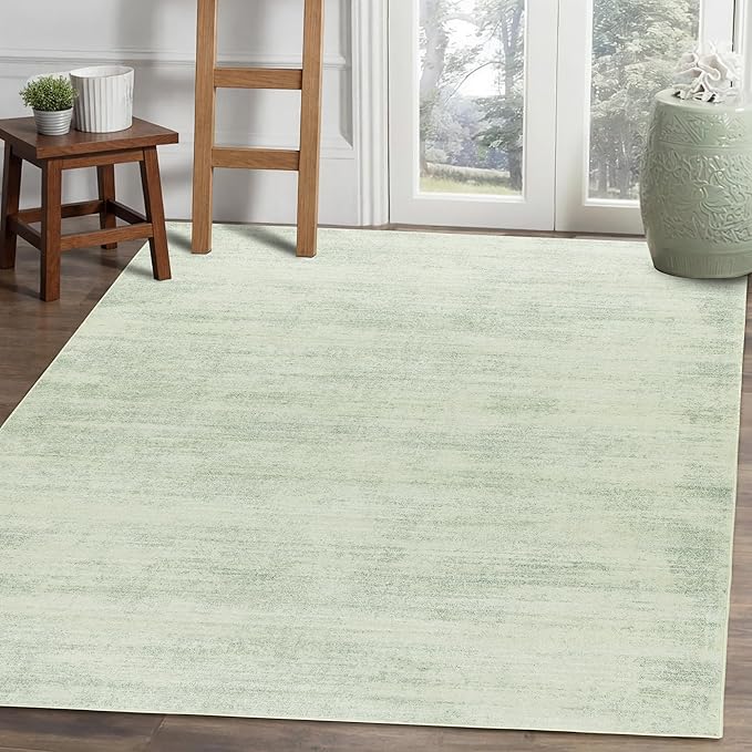 Abstract Neutral Area Rugs for Living Room Sage Green Nursery 5x8 Rug Non Slip Washable Low Pile Floor Covering Carpet for Playroom Bedroom Light Green