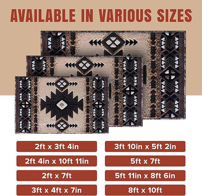 YHSF South West Native American Area Rug C318 - Easy Clean, Thick, Soft, Durable Native Tribal American Indian Inspired Rug for Bedroom/Living Room and More - Berber, 8 Feet x 10 Feet