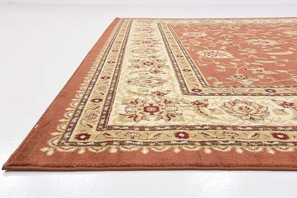 Unique Loom Voyage Collection Traditional Oriental Classic Intricate Design Area Rug (10' 0 x 10' 0 Square, Terracotta/Ivory)