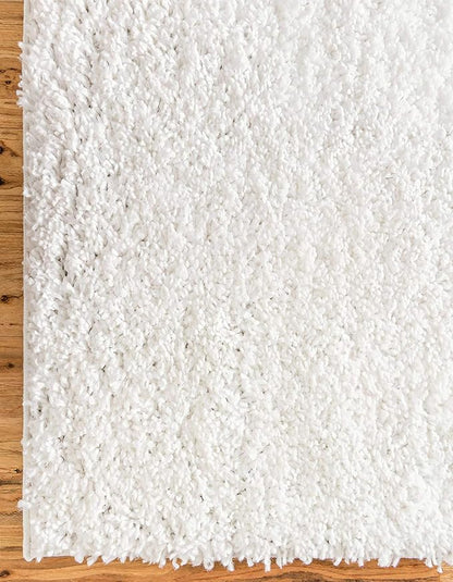 Unique Loom Davos Shag Collection Area Rug - Solid (2' 2" x 6' 7" Runner, White/ Ivory)