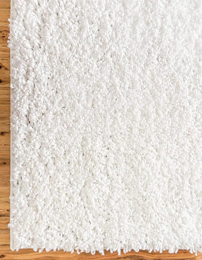 Unique Loom Davos Shag Collection Area Rug - Solid (2' 7" x 10' Runner, White/ Ivory)
