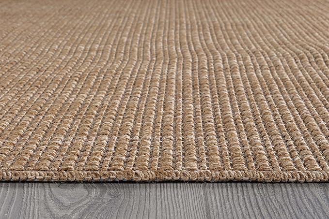 Beverly Rug Easy Jute Natural Rug 4x6 Solid Washable Durable Outdoor Indoor Area Rugs for Living Dining Room Patio Office Stain Resistant Non Shedding Casual Indoor Outside Carpet (4 x 6 Natural)