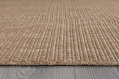 Beverly Rug Easy Jute Natural Rug 6x9 Solid Washable Durable Outdoor Indoor Area Rugs for Living Dining Room Patio Office Stain Resistant Non Shedding Casual Indoor Outside Carpet (6 x 9 Natural)