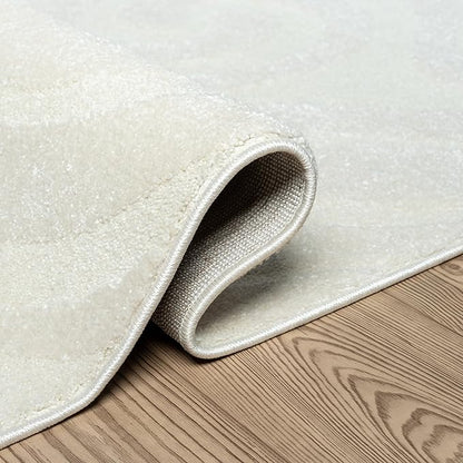 Abani Cozy Cream Area Rug for Living Room, Bedroom - Swirl Waves Pattern - 6' x 9' - Durable & Easy to Clean