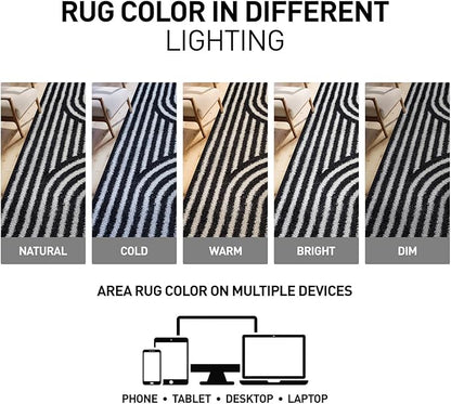 Rugshop Abstract Arch Shag Area Rug Anthracite Dark Gray 5' x 7' Great for Bedrooms, Living Rooms, or Under Coffee Tables