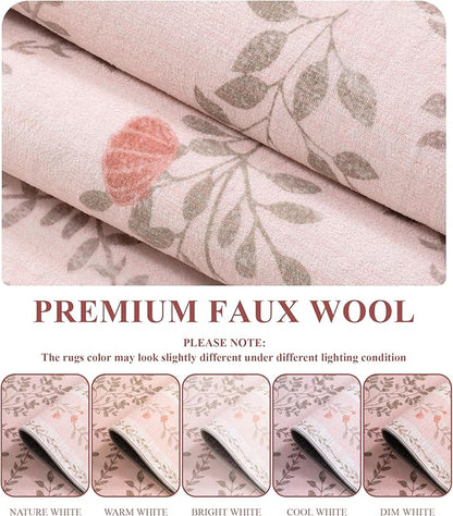 YIHOUSE 5x7 Washable Rug for Bedroom, Pink Floral Rugs for Living Room Non Slip Ultra-Thin Large Boho Rug for Kids Playroom, Classroom, Girls Dorm, Nursery, Pink Multi
