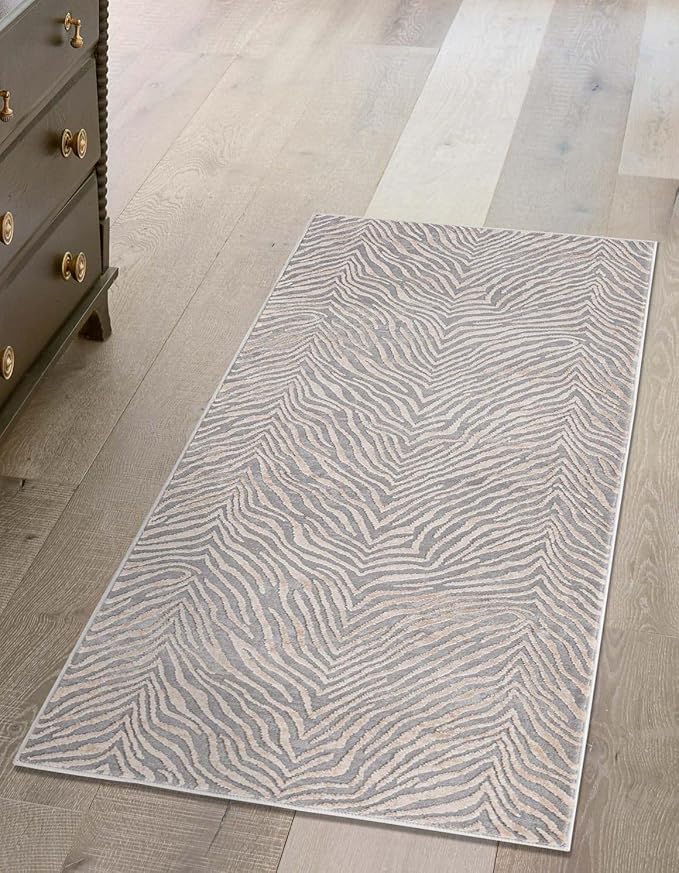 Unique Loom Finsbury Collection Area Rug - Meghan (2' 7" x 12' 2" Runner, Gray and Ivory)