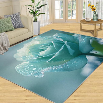 2x4 Blue-Rose Runner Rug for Hallway - Realistic Florals Kitchen Mat, Flowers Kitchen Runner Rug Soft Non Slip Anti Fatigue for Laundry Room Indoor Hallways