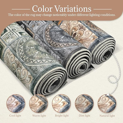 Washable 2'x3' Non Slip Rug Vintage Soft Low Pile Lightweight Small Area Rugs for High-Traffic Areas (Entryway, Kitchen, Hallway), Farmhouse Decor