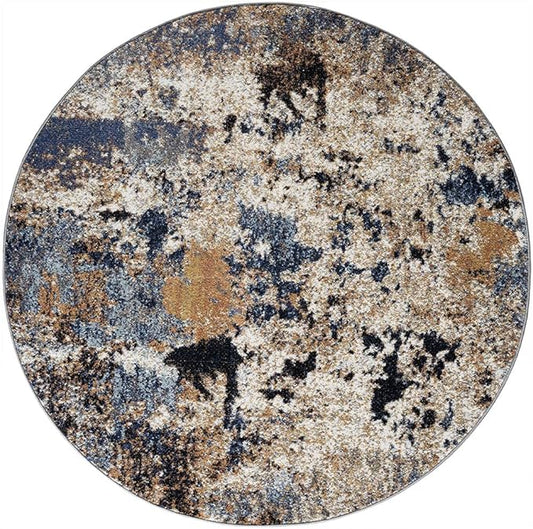 Keen Home Design Area Rugs - 5ft Round Non-Shedding, Abstract Rugs for Kitchen, Living Room, Bedroom, Dining Room, Entryway - Size: 5'3" Round, Multi