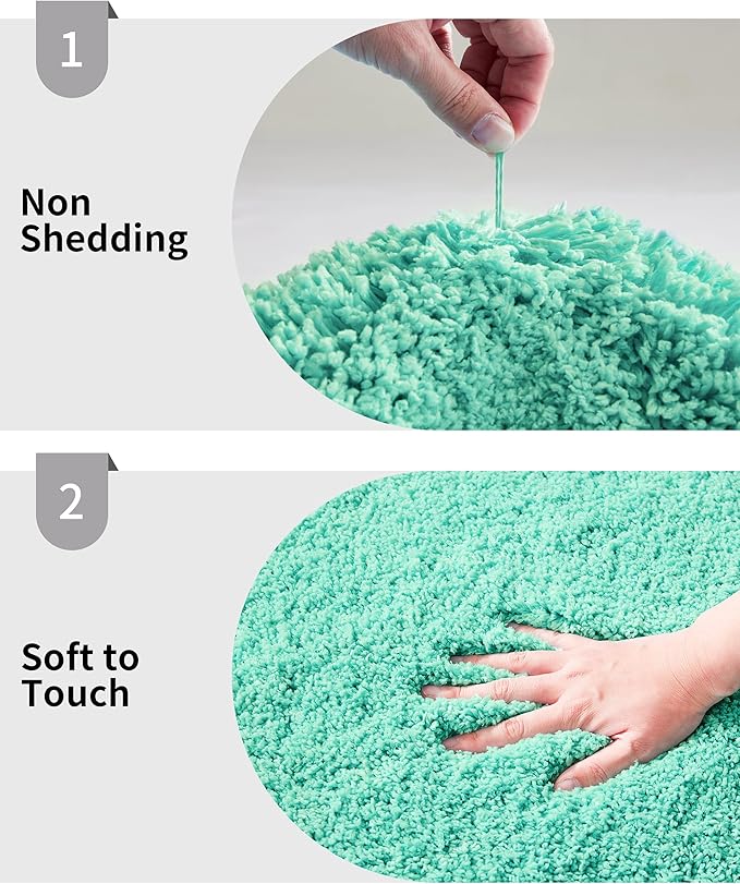 Bathroom Rug 20x32 Non Slip Fluffy Spa Blue Bath Mat for Bathroom Floor Washable Plush Luxury Bath Rug for Tub Soft Shaggy Absorbent Shower Sink Mat