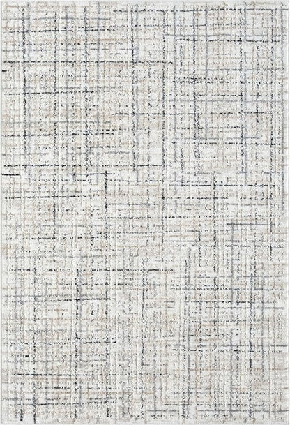Abani Grey Area Rug for Living Room, Bedroom - Crosshatch Pattern - Durable & Easy to Clean (9' x 12')