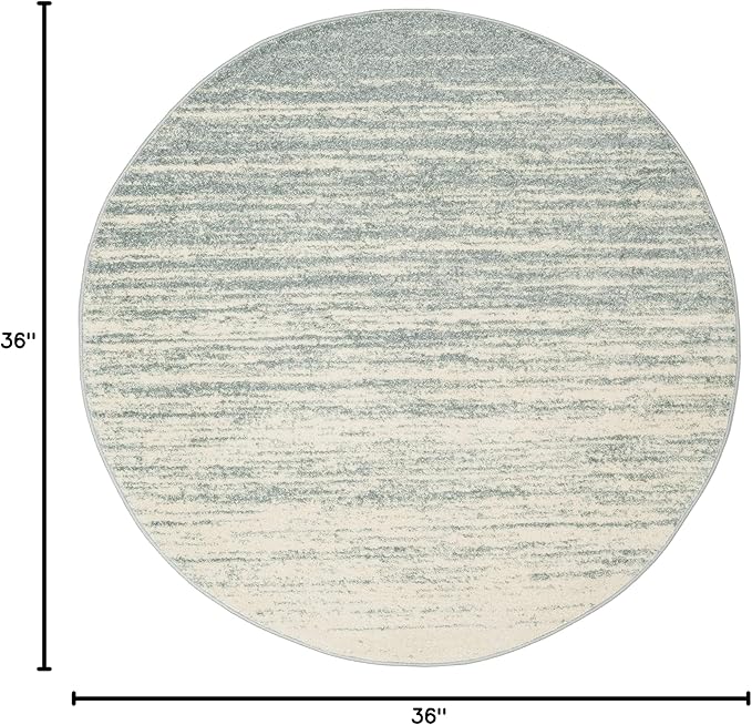 SAFAVIEH Adirondack Collection Area Rug - 3' Round, Slate & Cream, Modern Ombre Design, Non Shedding & Easy to Clean, Ideal for Living Room, Bedroom, Office, Dining Space (ADR113T)