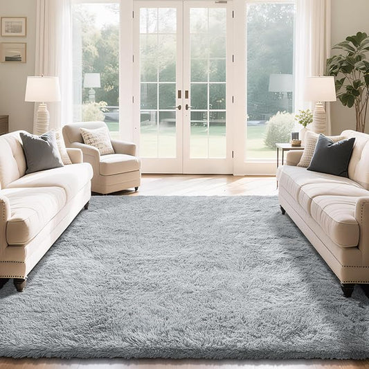 Fluffy Rug Shaggy Area Rug, Grey 5x8 Area Rugs for Bedroom, Small Bedside Rug, Soft Fluffy Shaggy Entryway Throw Rugs for Living Room Bedroom Kids Room Home Decor