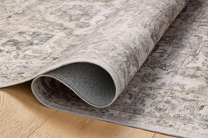 Loloi Amber Lewis Josie Collection JOS-03 Silver/Natural 9'-0" x 12'-0", .13" Pile Height, Low Profile, Machine Washable, Area Rug