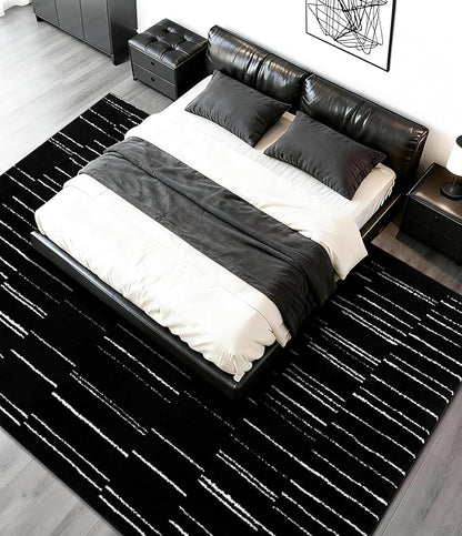 YIHOUSE 5x7 Abstract Line Area Rug, Modern Washable Stain Resistant Rugs Non Slip, Soft Indoor Floor Carpet for Living Room, Bedroom,Dining Room, Black and White