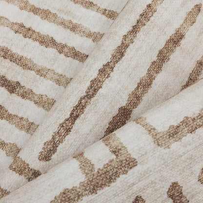 ReaLife Rugs Machine Washable Area Rug Runner - Living Room Bedroom Bathroom Kitchen Entryway Office - Non-Slip Baking Low Pile Stain Resistant Premium - Modern Geometric - Finn - Beige 2'6" x 8'