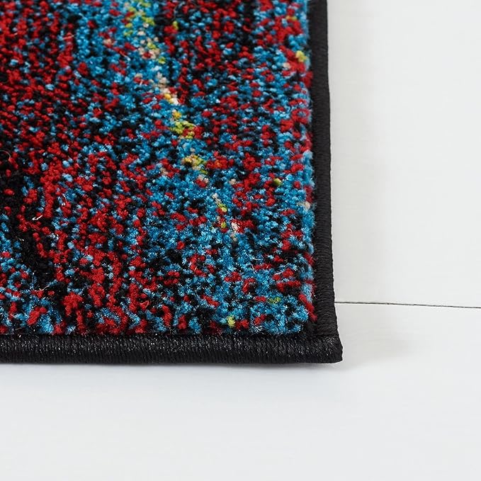 SAFAVIEH Glacier Collection Runner Rug - 2'3" x 22', Red & Green, Modern Abstract Design, Non-Shedding & Easy Care, Ideal for High Traffic Areas in Living Room, Bedroom (GLA126Q)