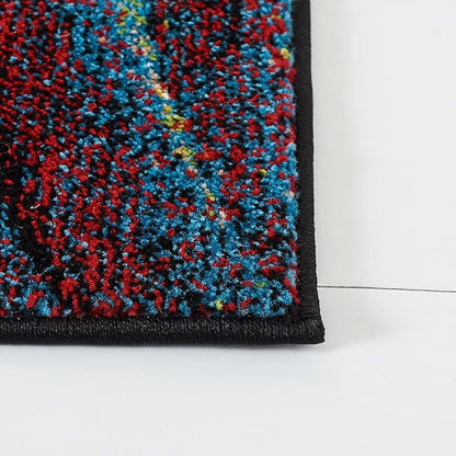 SAFAVIEH Glacier Collection Runner Rug - 2'3" x 20', Red & Green, Modern Abstract Design, Non-Shedding & Easy Care, Ideal for High Traffic Areas in Living Room, Bedroom (GLA126Q)