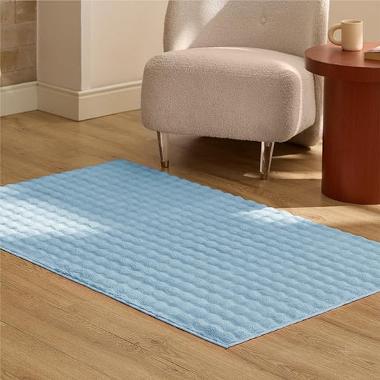 Bedsure 3x5 Fluffy Area Rugs for Living Room, Machine Washable Rugs, Non-Slip Backing, Non-Shedding, Pet Friendly Throw Rug for Bedroom Dining Room, Rug for Kids Room, Celestial Blue