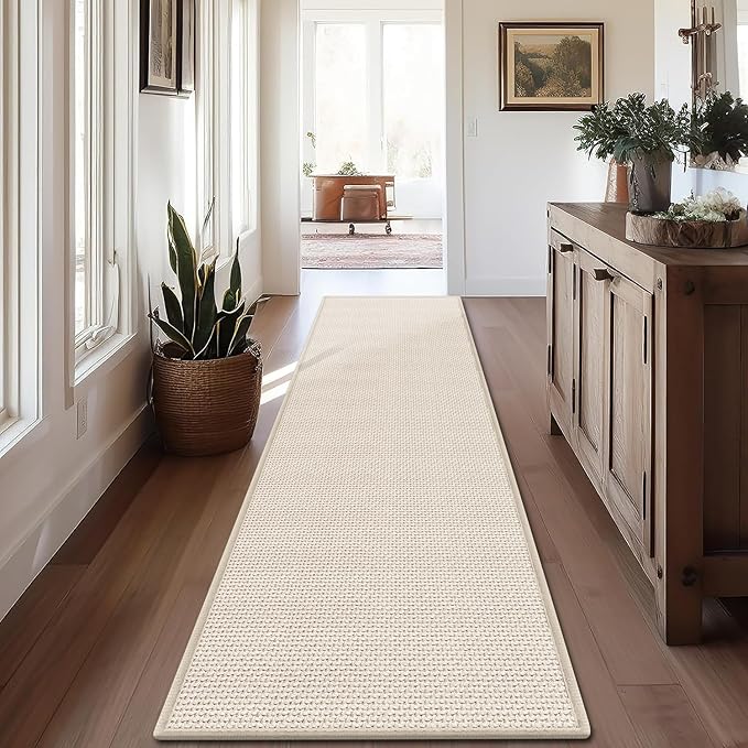 8FT Laundry Rug Runner Mat Non Slip, Rubber Backed Kitchen Sink Rug Carpet Mat, Absorbent Hall Floor Runner Rug, Beige