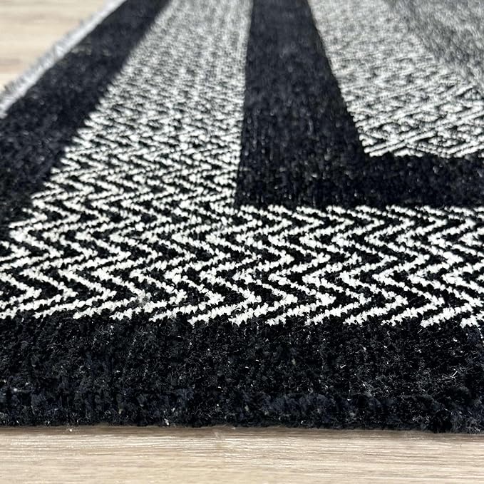 Alfa Rich 5x8 Black Washable Area Rugs for Living Room Bedroom Kitchen Cotton Pet Friendly Rug