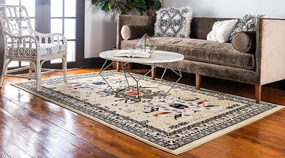 Unique Loom Taftan Collection Border Geometric Tribal Inspired Design Area Rug (2' 2 x 3' 0 Rectangular, Gold/ Gray)