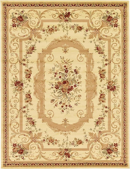 Rugs.com Chateau Collection Rug – 10' x 13' Cream Medium Rug Perfect for Living Rooms, Large Dining Rooms, Open Floorplans