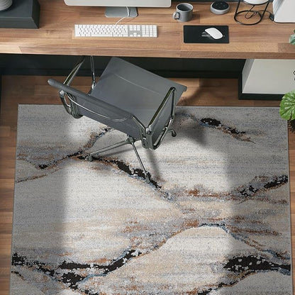 Rugshop Contemporary Gray Striated Area Rug Kid & Pet Friendly 4' x 6' Ideal for Under Coffee Tables, Entryways, or Studio Spaces