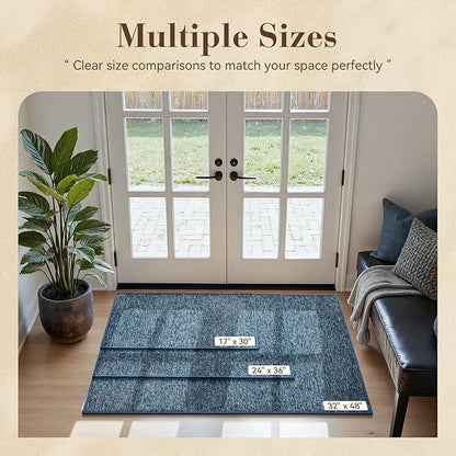 MontVoo Door Mat Indoor Entrance Doormat, Absorbent Durable Rubber Non Slip Front Door Mat for Inside Entry Entryway Dirt Trapper Welcome Mat, Navy Blue 24''x36''