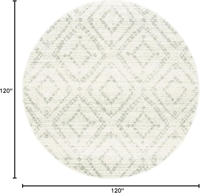 SAFAVIEH Adirondack Collection Area Rug - 10' Round, Ivory & Green, Geometric Design, Non-Shedding & Easy Care, Ideal for High Traffic Areas in Living Room, Bedroom, Dining (ADR131X-10R)
