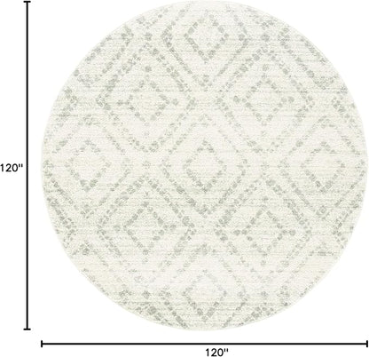 SAFAVIEH Adirondack Collection Area Rug - 10' Round, Ivory & Green, Geometric Design, Non-Shedding & Easy Care, Ideal for High Traffic Areas in Living Room, Bedroom, Dining (ADR131X-10R)