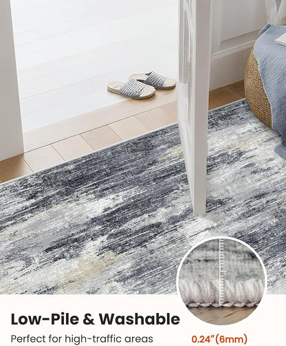 AMADA HOMEFURNISHING 9x12 Area Rugs for Living Room, Modern Large Area Rugs with Non-Slip Backing & Low Pile, Neutral Soft Washable Rug for Nursery, Bedroom, Dinning Room, Playroom, Light Grey