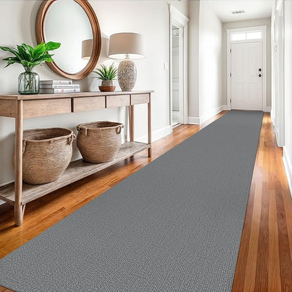 EARTHALL Extra Long Runner Rug 3x18 Ft Washable Runners for Hallways Cotton Non Slip Entryway Runner Braided Kitchen Runner Indoor Outdoor Carpet Runners for Hotels, Officel, Stair, Charcoal Gray