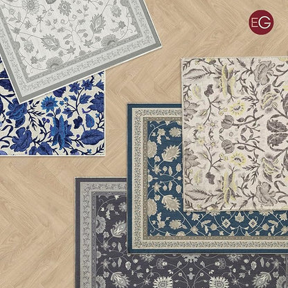 EVERGRACE Area Rugs for Entryway 2x3, Boho Floral Faux Wool Indoor Outdoor Small Rugs, Washable Rugs for Bedroom Bathroom Laundry Doormat, Low Pile Floor Mat Carpet for Home Decor, Gray