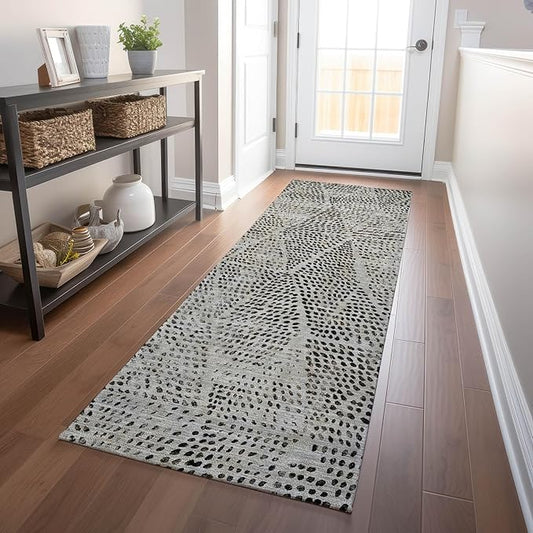Addison Rugs Chantille ACN591 Gray 2'3" x 7'6" Indoor Outdoor Hallway Runner Rug, Stain Resistant Washable Kitchen Area Carpet for Bathroom, Laundry and Bedroom Rug