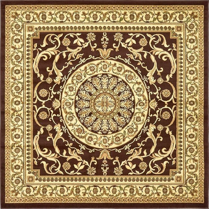 Unique Loom Versailles Collection Traditional Classic Medallion Floral Motif Area Rug (8' 0 x 8' 0 Square, Brown/ Ivory)